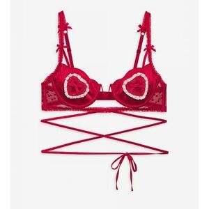 FOR LOVE & LEMONS VELMA BRA! RED LACE HEART BRA SET! NEW WITH TAGS!